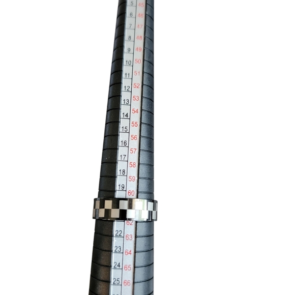 Stainless Steel Silver and Black Checkered Ring - Picture 3 of 3